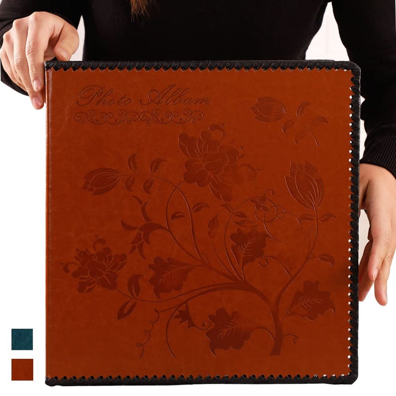 Totocan Photo Album Self Adhesive Pages, Huge Magnetic Self-Stick Picture Album with Leather Vintage Inspired Cover, Hand Made DIY Albums Holds 3X5, 4X6, 5X7, 6X8, 8X10, 10X12 Photos (Brown 80 Pages) - Image 1